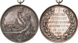 Schützenmedaillen - Pistolen-Bundesschießen
I. Deutsches Pistolen-Bundesschießen Weissenfels 1901 Silbermedaille 1901 (Beyenbach) Schloßansicht, davo...