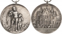 Schützenmedaillen - Deutschland
Hönningen Versilberte Bronzemedaille 1912. X. Verbandsschießen in Hönningen am Rhein. Ansicht der Burg Ariendorf, Her...