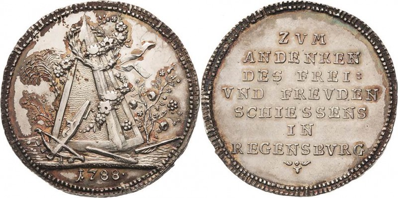 Schützenmedaillen - Deutschland
Regensburg Silbermedaille 1788 (unsigniert) Auf...