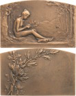 Jugendstil
 Bronzeplakette o.J. (Henri Dubois) Am Boden sitzende nackte Frauengestalt hält in ihren Händen einen Lorbeerkranz, links und rechts Bäume...