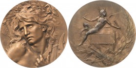 Jugendstil
 Bronzemedaille 1899 (Lucien Coudray) Grand Prix Medaille der Musik. Orpheus mit Leier / Geflügelter Genius mit Feder und Tube auf leerer ...