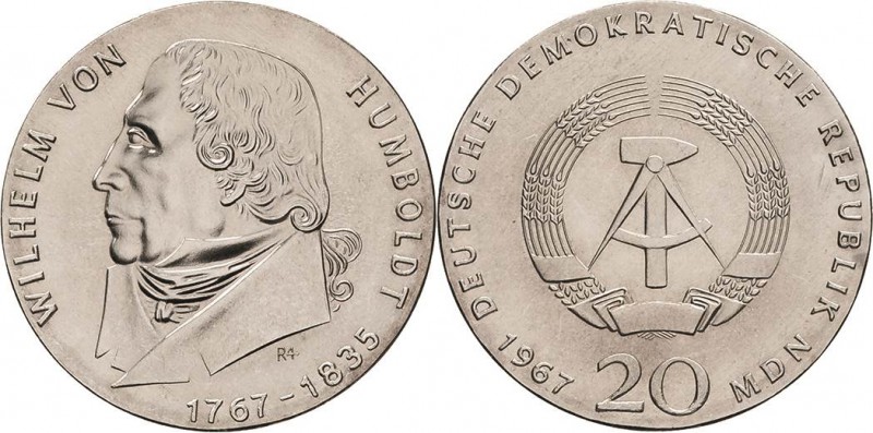 Fehlprägungen
 20 MDN 1967. Humboldt. Randschrift: 3 x 20 MARK. Jaeger 1520 F 1...