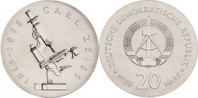 Gedenkmünzen
 20 Mark 1988. Zeiss Jaeger 1621 Stempelglanz