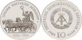 Gedenkmünzen Polierte Platte
 10 Mark 1989. Schadow. Lose in Kapsel Jaeger 1629 Polierte Platte