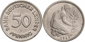 Kursmünzen
 50 Pfennig 1950 G BANK DEUTSCHER LÄNDER Jaeger 379 Prägefrisch