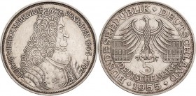 Gedenkmünzen
 5 DM 1955 G Markgraf von Baden Jaeger 390 Sehr schön-vorzüglich