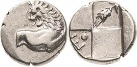 Thrakische Chersones Chersonesos
 Hemidrachme 4. Jhd. v. Chr. Löwenprotome nach rechts mit nach links gewandten Kopf / Quadratum incusum mit Gerste, ...