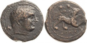 Kampanien Capua
 Sextans 3. Jahrhundert v. Chr. Jugendlicher Herakleskopf mit Diadem nach rechts / Löwe mit Speer im Maul nach rechts, darüber zwei K...