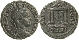Architektur auf römischen und griechischen Münzen
Gordianus III. 238-244 Bronze, Hadrianopolis/Thracia Brustbild mit Lorbeerkranz nach rechts / Viers...