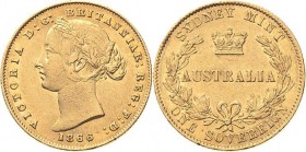Australien
Victoria 1837-1901 Sovereign 1866, Sydney Schlumberger 822 Friedberg 10 GOLD. 7.97 g. Sehr schön+
