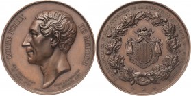 Belgien-Königreich
Leopold I. 1830-1865 Bronzemedaille 1857 (L. Wiener) Auf den Tod von Graf Felix von Merode. Brustbild nach links / Bekröntes Wappe...