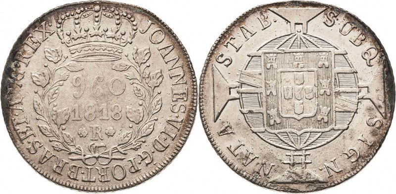 Brasilien
Joao VI. 1816-1822 960 Reis 1818, R-Rio de Janeiro KM 326.1 Prober P-...