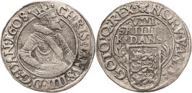 Dänemark
Christian IV. 1588-1648 8 Skilling 1608, Kopenhagen Hede 96 Vom korrodierten Stempel, sehr schön