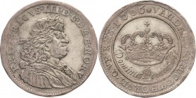 Dänemark
Frederik III. 1648-1670 2 Mark 1666, GK-Kopenhagen Hede 107 A Sehr schön-vorzüglich