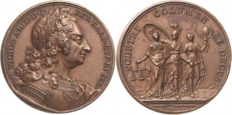 Italien-Sardinien
Victor Amadeus II. 1666-1732 Bronzemedaille o.J. (J. Dassier)...