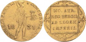 Niederlande-Königreich
Wilhelm I. 1815-1840 Dukat 1831, Utrecht Schlumberger 108 Friedberg 331 Delmonte 1188 GOLD. 3.43 g. Sehr schön