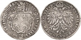 Niederlande-Thoren, Abtei
Margarethe von Brederode 1557-1577 Taler 1569. Mit Titel Maximilian II Delm. 774 Davenport 8672 Sehr schön