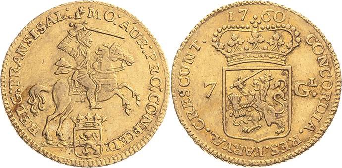 Niederlande-Utrecht
 Gulden (1/2 Goldener Reiter) 1760. Delmonte 971 Pumer Ut 3...