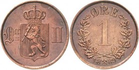 Norwegen
Oskar II. 1872-1905 1 Öre 1889, Kongsberg ABH 116 Stempelglanz