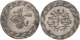 Osmanisches Reich
Mahmud II. 1808-1839 20 Para 1835 (=AH 1223/28), Tarablus-Gharb (Tripolis/Libyen) Mit fidda (= Silber) Zeichen rechts der Tughra KM...