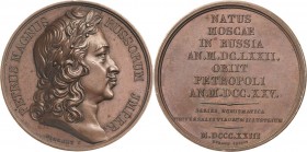 Russland
Peter I. der Große 1689-1725 Bronzemedaille 1823 (Pingret) Aus der Medaillensuite von Durand "Numismatica Universalis Virorum Illustrium". K...