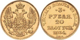 Russland
Nikolaus I. 1825-1855 3 Rubel (20 Zlotych) 1835, PD/SPB-St. Petersburg Prägung für Polen Bitkin 1076 (R) Friedberg 111 Schlumberger 22 Kopic...