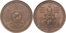 Russland
Alexander II. 1855-1881 Große Bronzemedaille 1864 (I. Reimers/V. Alexeev) Auf das 100-jährige Bestehen der Akademie der Künste. Medaillon mi...