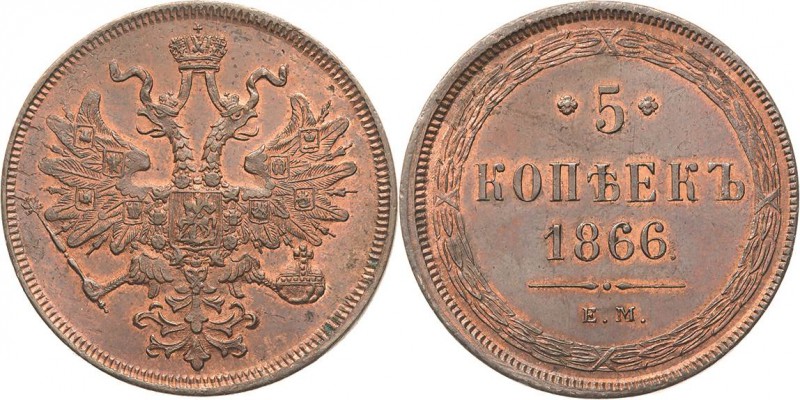 Russland
Alexander II. 1855-1881 5 Kopeken 1866, EM-Katharinenburg Bitkin 315 B...