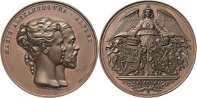 Russland
Alexander II. 1855-1881 Bronzemedaille 1874 (Schnitzspahn) Vermählung der Großfürstin Marie Alexandrowna mit dem Duke of Edinburgh, Alfred v...