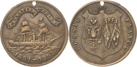 Russland
Alexander III. 1881-1894 Messingmedaille 1893 (unsigniert) Auf den Russisch-Französischen Handelsvertrag. Dampfseegler / Wappen mit Emblemen...