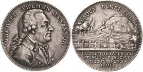 Schweden-Medaillen
 Silbermedaille 1801 (C. B.) Auf den schwedischen Bergassessor in Finnland, Gabriel Ahlmann. Brustbild nach rechts / Landschaft mi...