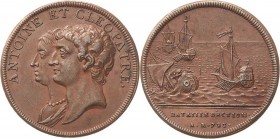 Schweiz-Genf, Stadt
 Bronzemedaille o.J. (J. Dassier) Schlacht von Actium. Die beiden Köpfe von Marc Anton und Kleopatra nach links / Seeschlacht. 32...