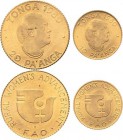 Tonga
Taufa'ahau Tupou IV. 1965-2006 10 und 20 Pa'anga 1980. Gesamtgewicht: 1,24 g Friedberg 17, 18 KM 64, 65 GOLD. 2 Stück. Stempelglanz