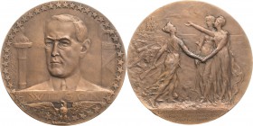 Vereinigte Staaten von Amerika
 Bronzemedaille 1917 (Gregoir) Auf den Eintritt der USA in den 1. Weltkrieg. Brustbild des Präsidenten Wilsons halblin...