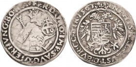 Habsburg
Ferdinand I. 1521-1564 10 Kreuzer 1563, Hall M./T. 151 Markl 1762 Selten. Av. Kratzer, fast sehr schön/sehr schön