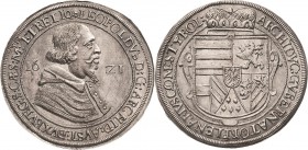 Habsburg
Erzherzog Leopold V. 1619-1632 Taler 1621, Hall Voglhuber 175 Davenport 3330 M./T. 421 Prachtexemplar. Prägefrisch