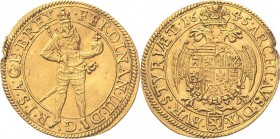 Habsburg
Ferdinand III. 1637-1657 Dukat 1645, Graz Herinek 236 Friedberg 236 GOLD. 3.45 g. Selten. Randfehler, av. Kratzer, fast vorzüglich/vorzüglic...