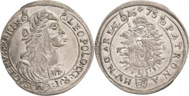 Habsburg
Leopold I. 1657-1705 15 Kreuzer 1675, KB-Kremnitz Höllhuber KB 75.1.1 Herinek 1041 Huszar 1423 Vorzüglich-Stempelglanz