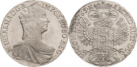 Habsburg
Maria Theresia 1740-1780 Taler 1765, Hall Voglhuber 274/III Davenport 1122 Eypeltauer 81 M./T. 966 Prachtexemplar. Prägefrisch