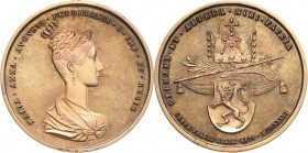 Kaiserreich Österreich
Ferdinand I. 1835-1848 Bronzegußmedaille 1836 (I. D. Boehm) Auf die böhmische Krönung in Prag. Brustbild der Kaiserin Maria An...