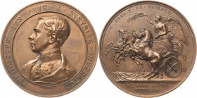 Kaiserreich Österreich
Franz Joseph I. 1848-1916 Bronzemedaille 1849 (C. Lange) Auf den Sieg der Österreicher in der Schlacht bei Novara. Uniformiert...
