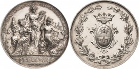 Kaiserreich Österreich
Franz Joseph I. 1848-1916 Versilberte Bronzemedaille 1882 (A. Scharff/J. Schwerdtner) Auf die österreich-ungarische Industrie-...