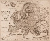 Ausland-Landkarten
Europa Kupferstich 1643 Gestochen von Cornelius Danckerts. "NOVA EUROPAE DE SCRIPTO". Links mittig Titelkartusche. 560 x 460 mm. D...