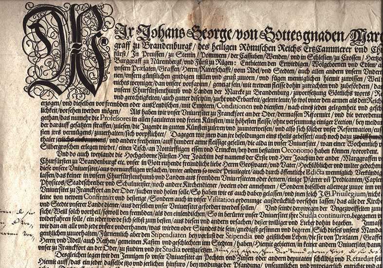 Brandenburg Verordnung 1572. Verordnung über die Reformierung der Universität Fr...