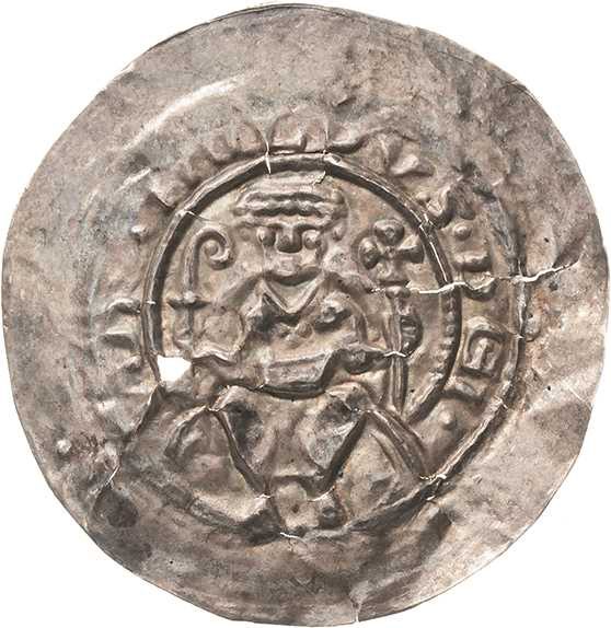 Naumburg, Bistum
Berthold II. 1186-1206 Brakteat. Von vorn thronender barhäupti...