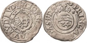 Anhalt-gemeinschaftlich nach der Teilung 1603
Johann Georg I., Christian I., August, Rudolf, Ludwig 1603-1618 1/24 Taler (Groschen) 1615, Zerbst Inte...
