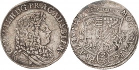 Anhalt-Zerbst
Carl Wilhelm 1667-1718 2/3 Taler 1677, CP-Zerbst Mann 251 Davenport 202 Slg. Thormann - Av. kl. Kratzer, sehr schön-vorzüglich