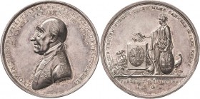 Anhalt-Dessau
Leopold Friedrich Franz 1751-1817 Silbermedaille 1808 (Loos) Huldigung der Stadt Jessnitz zum 50-jährigen Regierungsjubiläum. Uniformie...