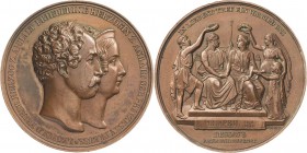 Anhalt-Dessau
Leopold Friedrich 1817-1871 Bronzemedaille 1843 (A.F. König) Silberhochzeit mit Friederike, Prinzessin von Preußen. Beider Köpfe nebene...