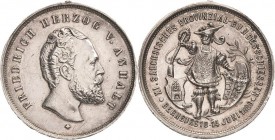 Anhalt-Orte Bernburg
 Silbermedaille 1888 (unsigniert) Auf das XI. Sächsische Provinzial-Bundesschießen. Kopf des Herzogs Friedrich von Anhalt nach r...